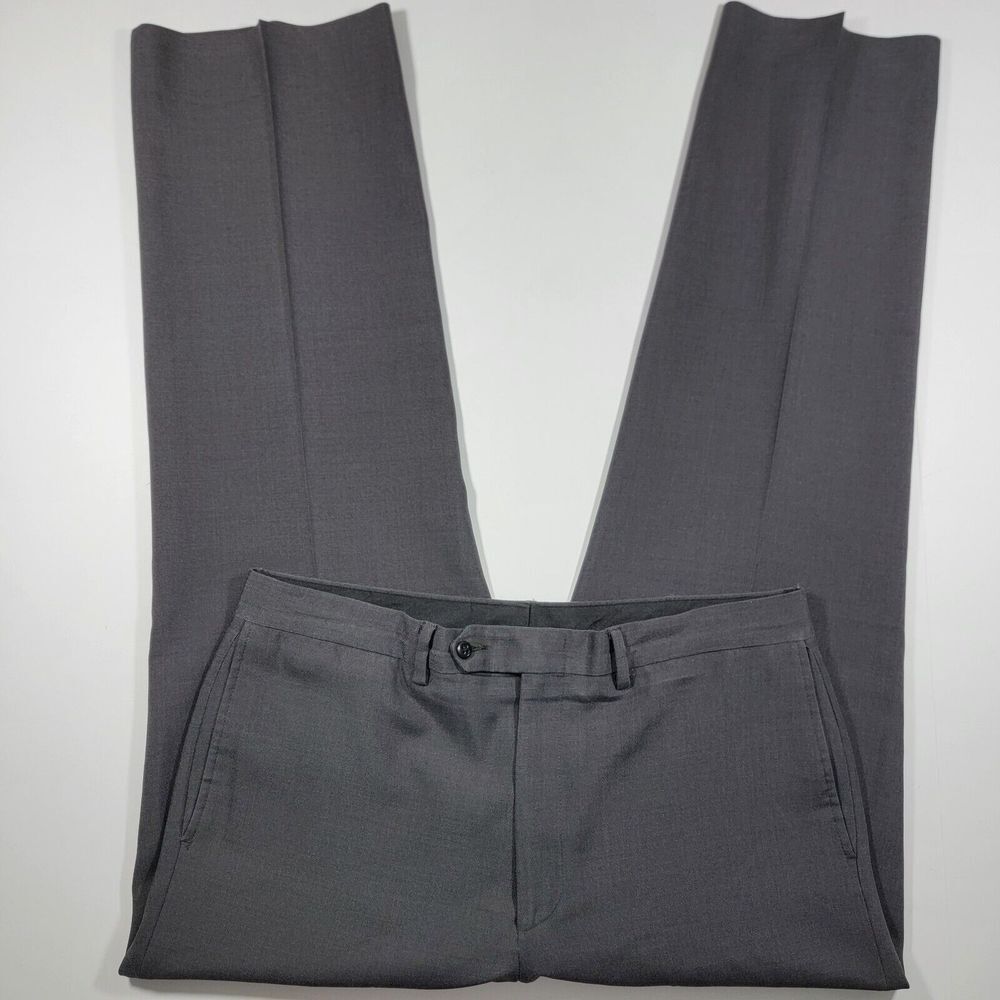 VTG Travel Smith Men's Polyester Pants‎ Flat Front Charcoal Gray About 36x32